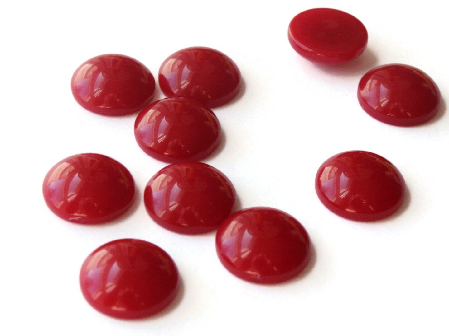 10 13mm Round Dark Red Cabochons Vintage Japanese Lucite Cabochons Plastic Cabochons