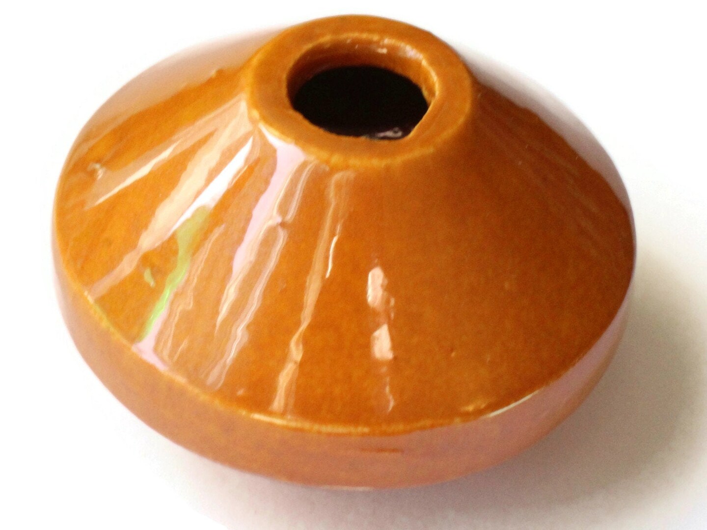58mm Caramel Brown Saucer Bead Vintage Macrame Ceramic Bead bM1