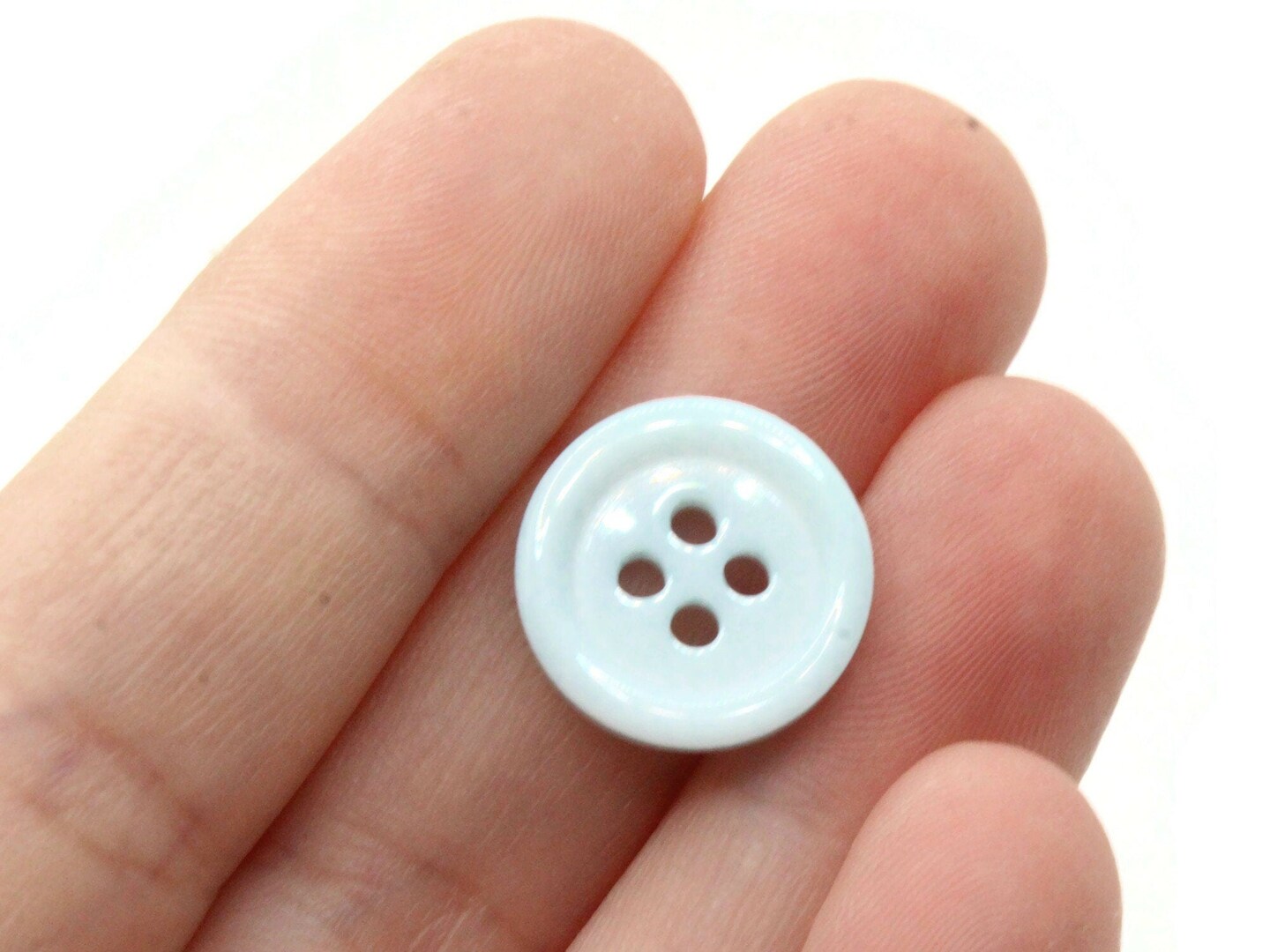 36 15mm Sky Blue Flat Round Plastic Four Hole Buttons