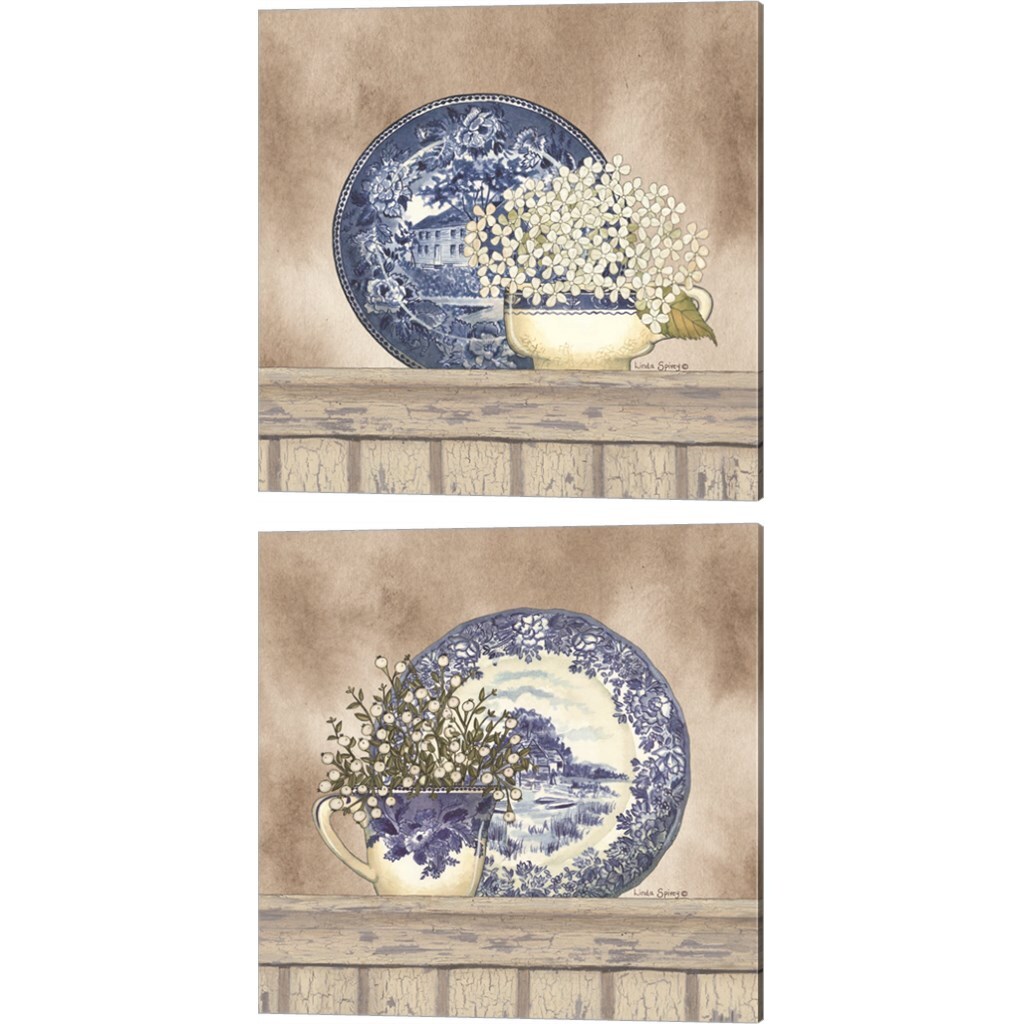 Farmhouse Blues by Linda Spivey 14&#x22; x 14&#x22; Canvas Wall Art (Set of 2)