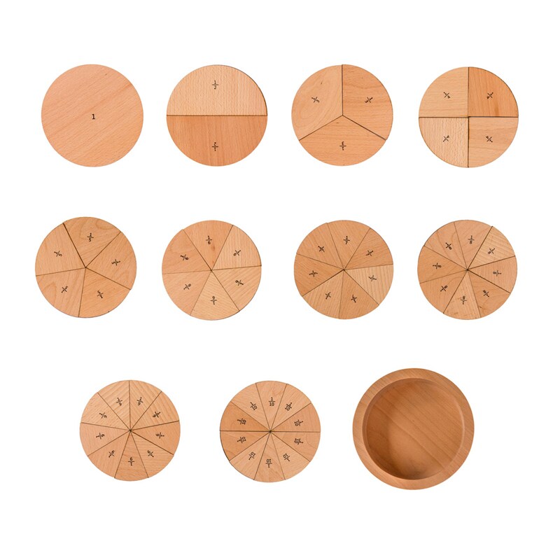 Learning Fractions - Set Of 55 - Math Manipulatives - Fraction Circles With 10 Values