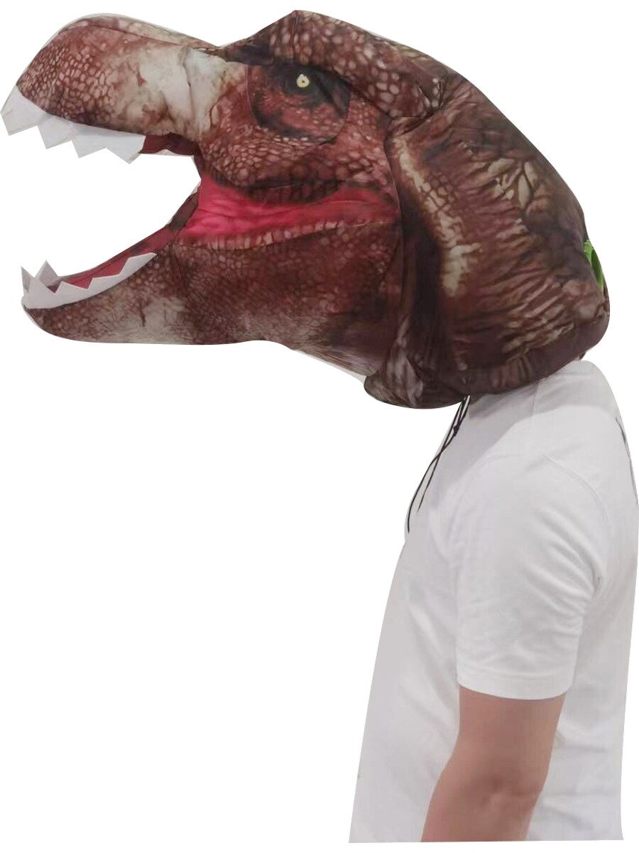 Inflatable Photo Real Jurassic T-Rex Dinosaur Head Costume Accessory