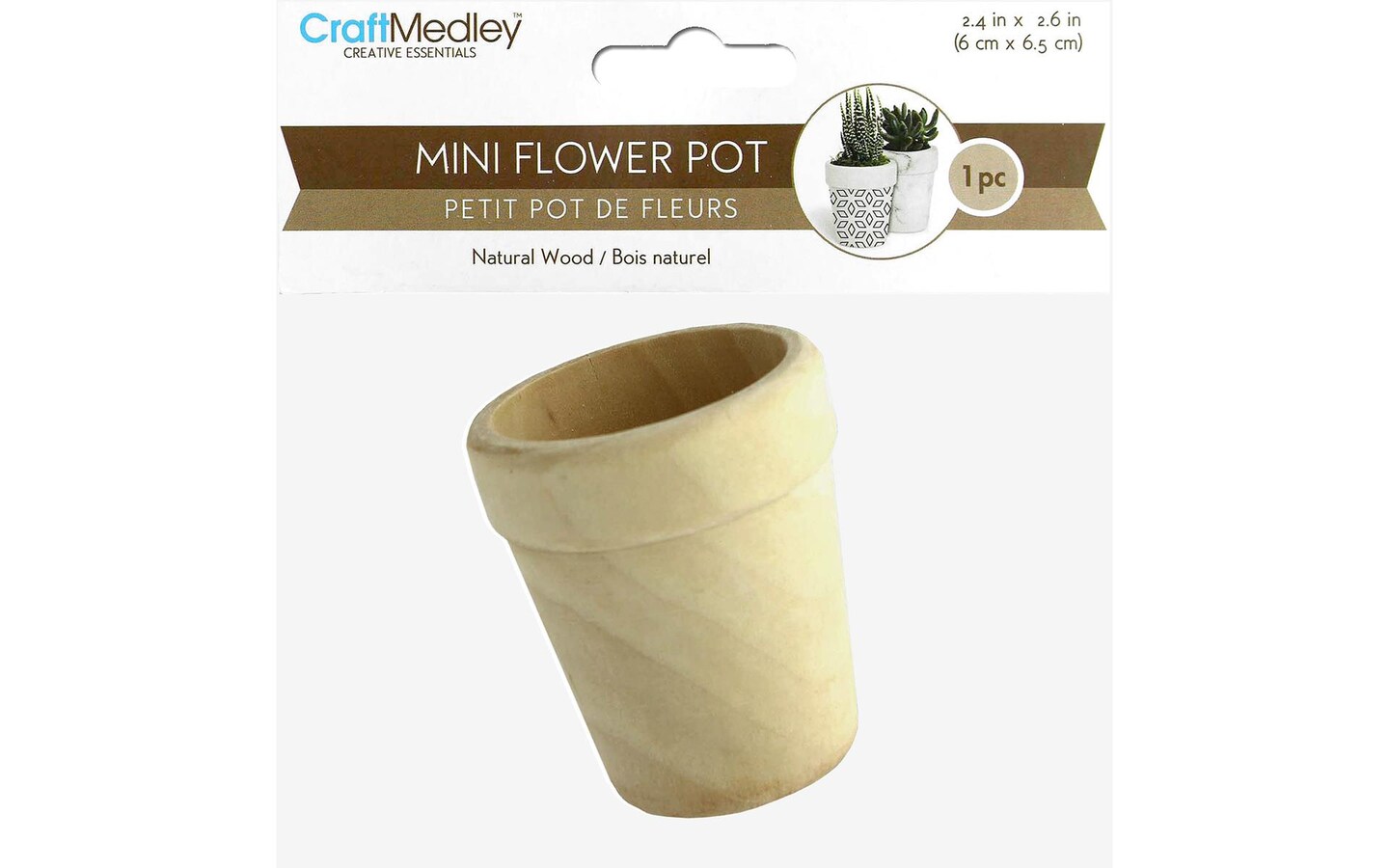 Multicraft Wood Flower Pot 2.4X2.6&#x22;