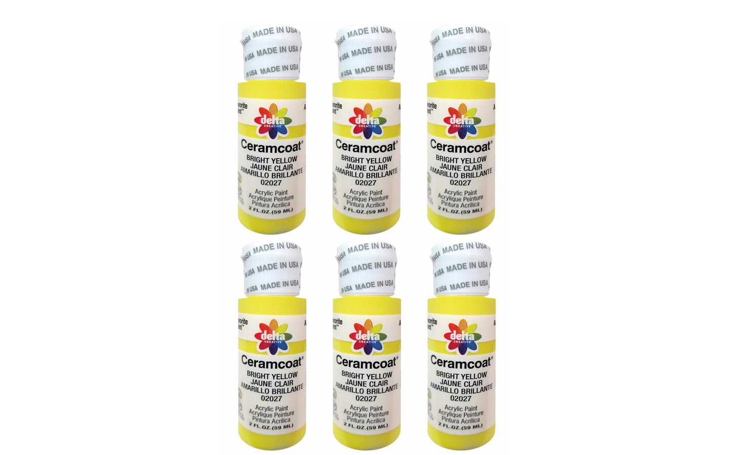 Delta Creative™ Ceramcoat® Acrylic Paint - Bright Yellow, 2 fl oz