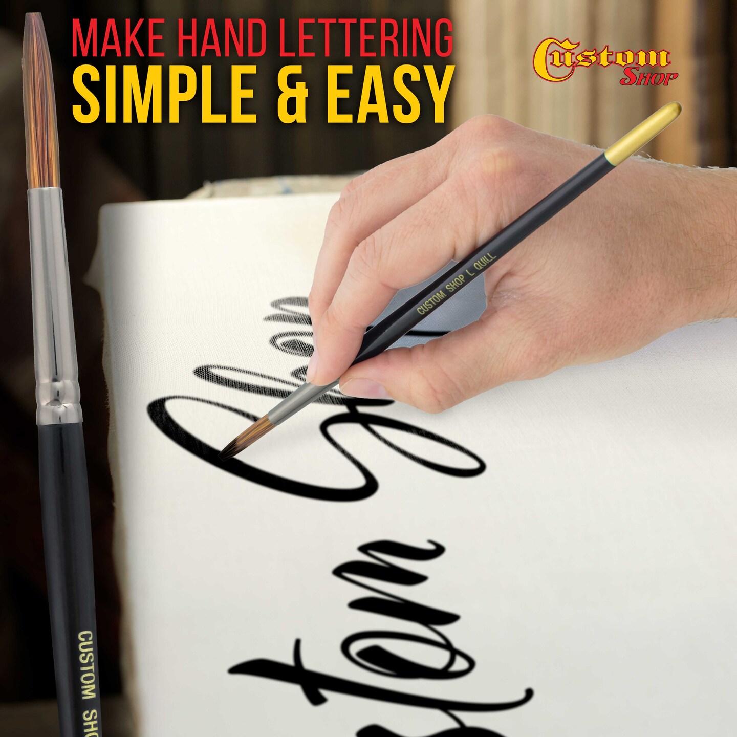 Custom Shop Set of 6 Lettering Quill Brushes for Sign Painting, Sizes