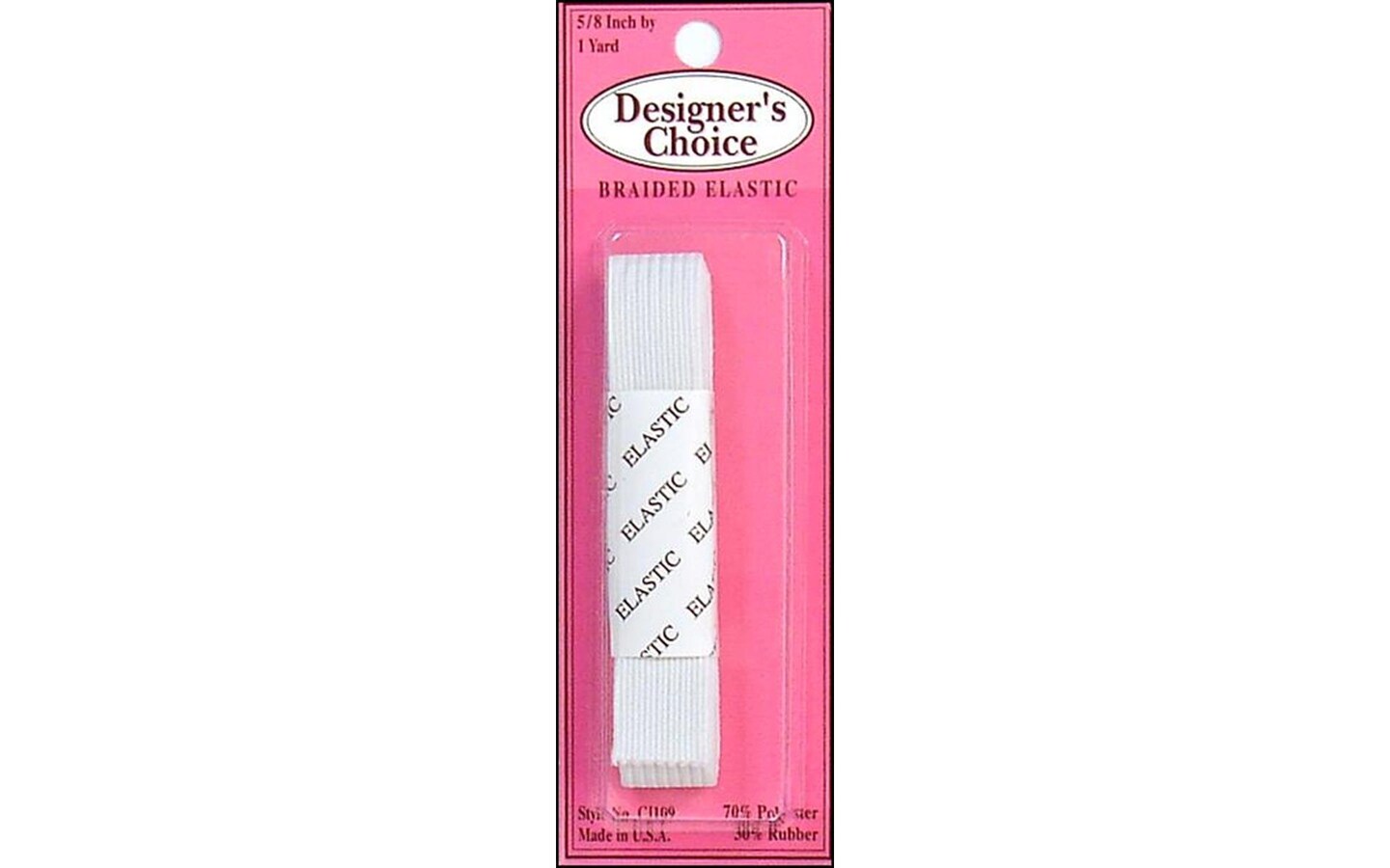 CJ Des Choice Elastic Flat Braid Pkg 5/8&#x22;x1yd W