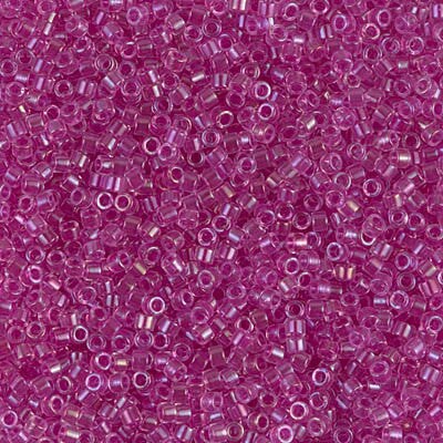 Miyuki Delica Bead 11/0, DB0074, Fuchsia Lined Crystal AB, 5 grams