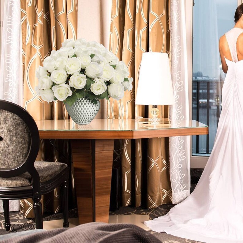 20" White Silk Rose Bud – Elegant Faux Flower for Home & Events