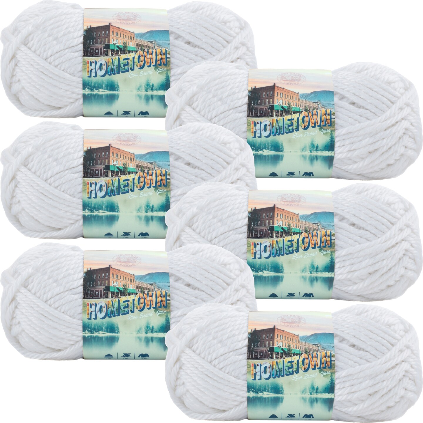 (6 Pack) Lion Brand Yarn Hometown Yarn, New York White