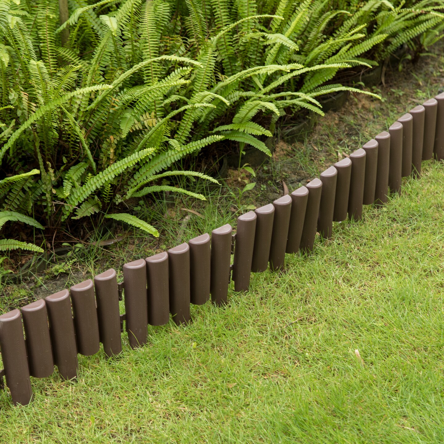 Decorative Interlocking Half Log Lawn Edging Garden Ornamental Fence Border, Pack of 8