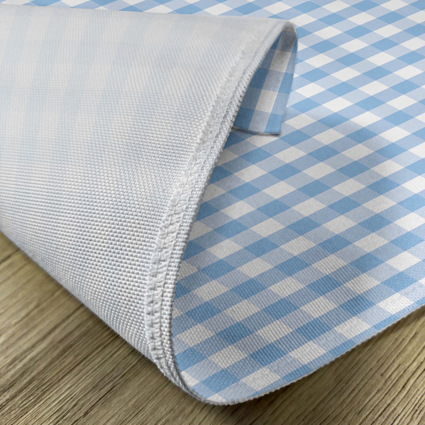 Ambesonne Checkered Place Mats Set of 4, Little Squares and Stripes Pastel Color Gingham Repeating Rows Vintage Tile, Washable Fabric Placemats for Dining Table, Standard Size, Pale Blue White