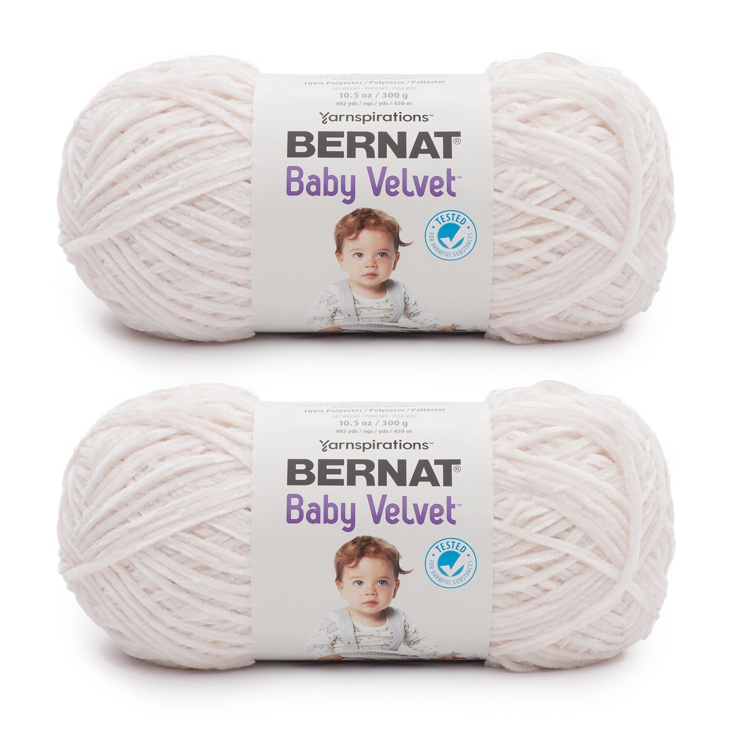Bernat Baby Velvet Cuddly Cloud Yarn - 2 Pack of 300g/10.5oz - Polyester - 4 Medium (Worsted) - 492 Yards - Knitting/Crochet