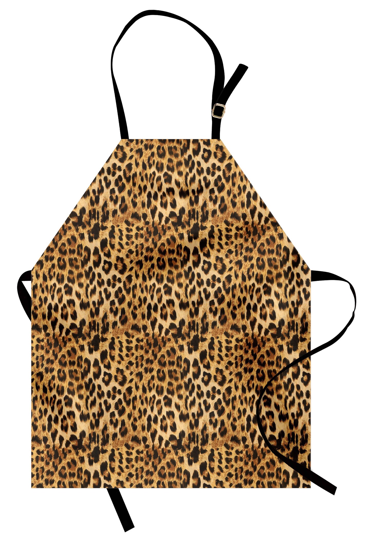 Ambesonne Brown Apron, Leopard Print Animal Skin Digital Printed Wild Savannah Themed Spotted Pattern Art, Unisex Kitchen Bib with Adjustable Neck for Cooking Gardening, Adult Size, Brown