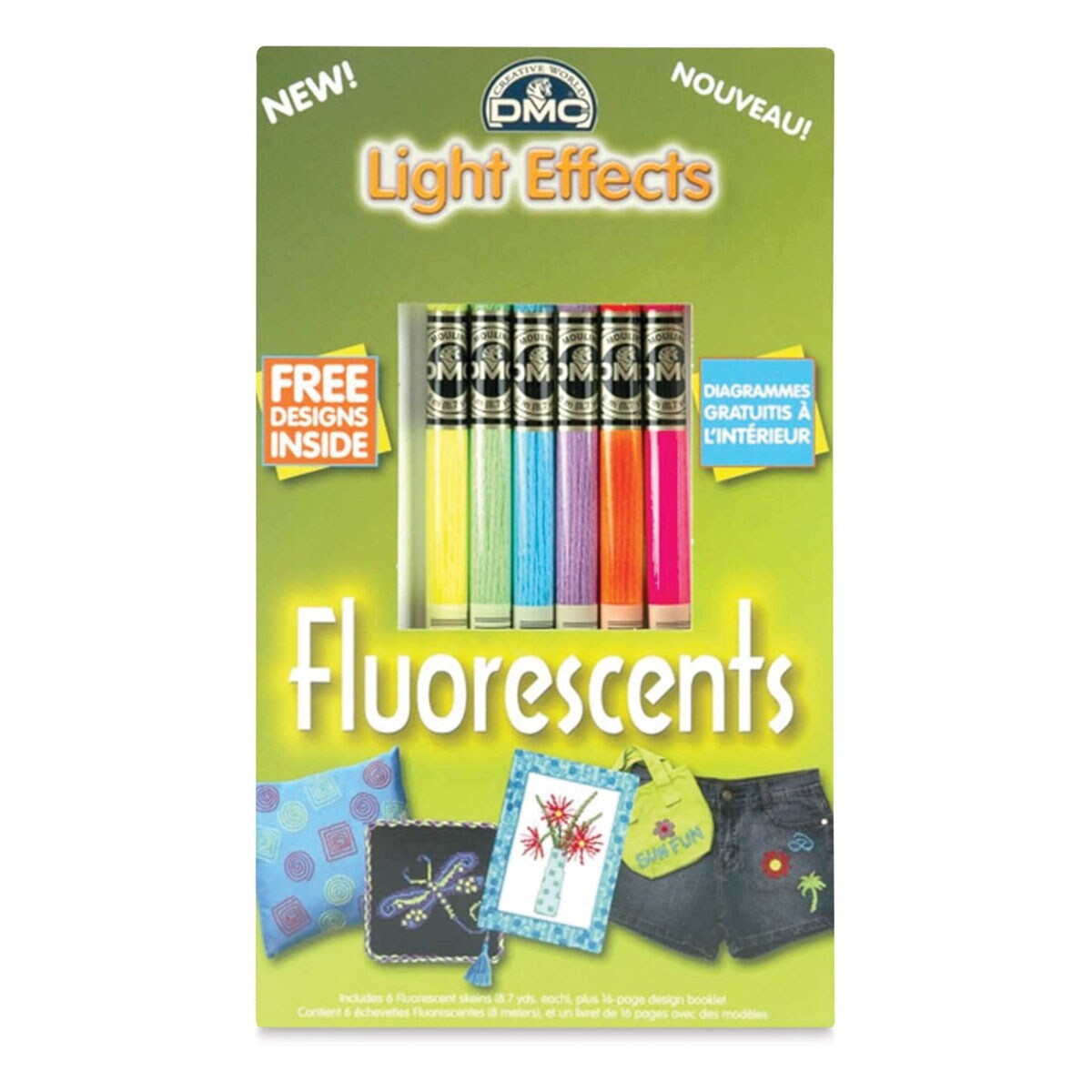 DMC Light Effects Embroidery Floss Pack - Fluorescent, 8-3/4 yards, Set of 6