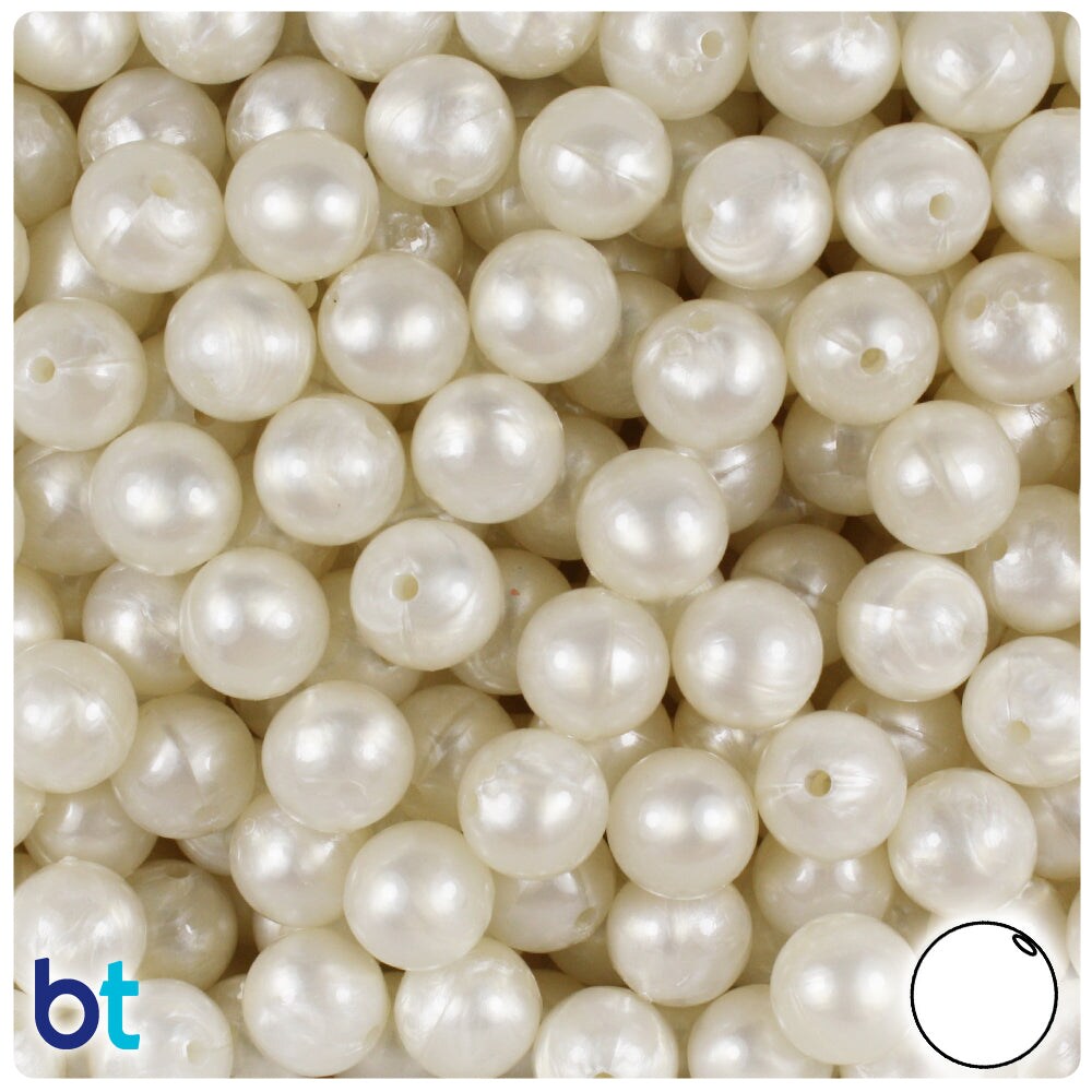 BeadTin Bridal Pearl 10mm Round Plastic Craft Beads (150pcs)