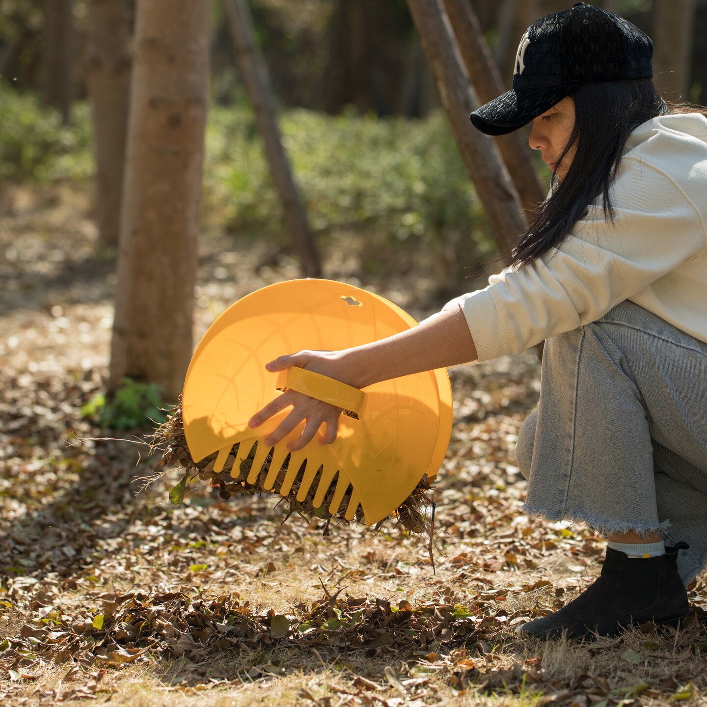 Decorative Pair of Leaf Scoops, Hand Rakes for Lawn and Garden Cleanup