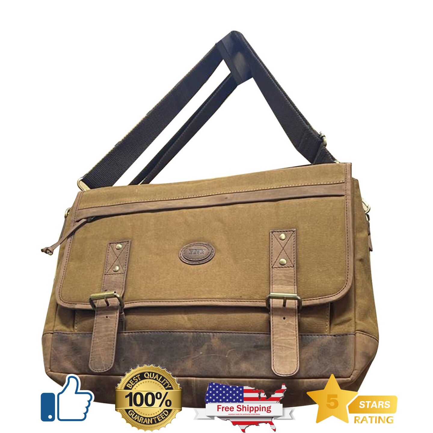 Vintage Star Army Style Canvas Messenger Bag