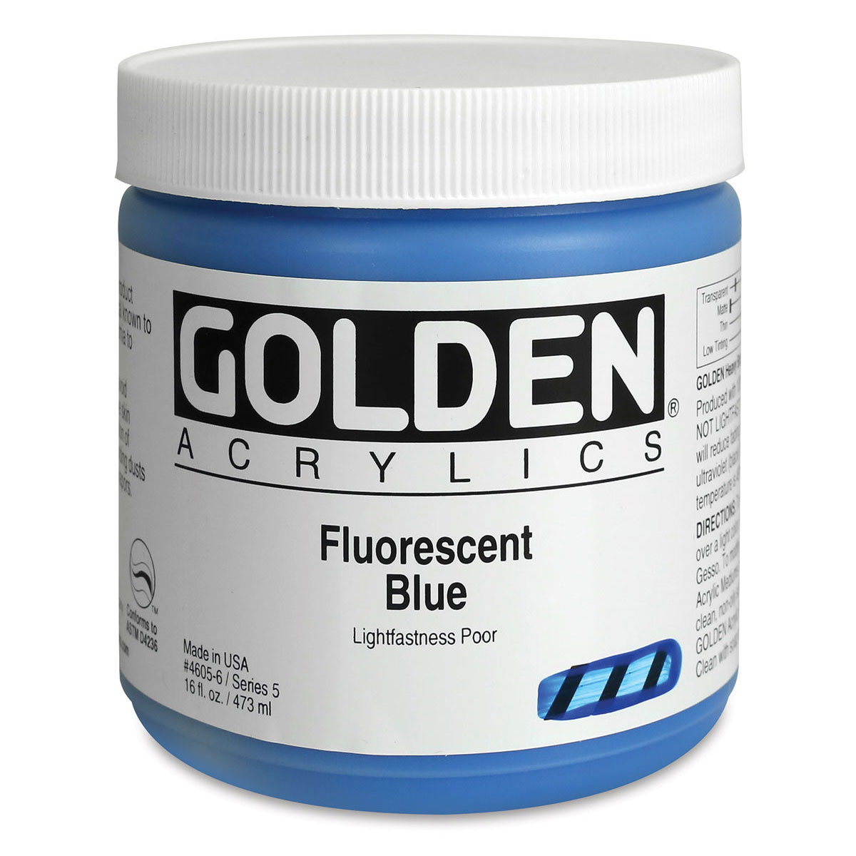 Golden Heavy Body Artist Acrylics - Fluorescent Blue, 16 oz jar