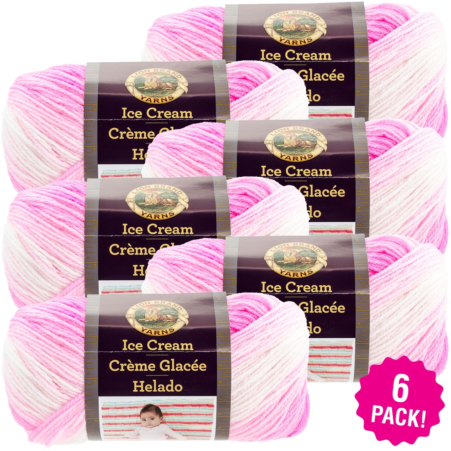Multipack of 6 - Lion Brand Ice Cream Yarn-Birthday Cake