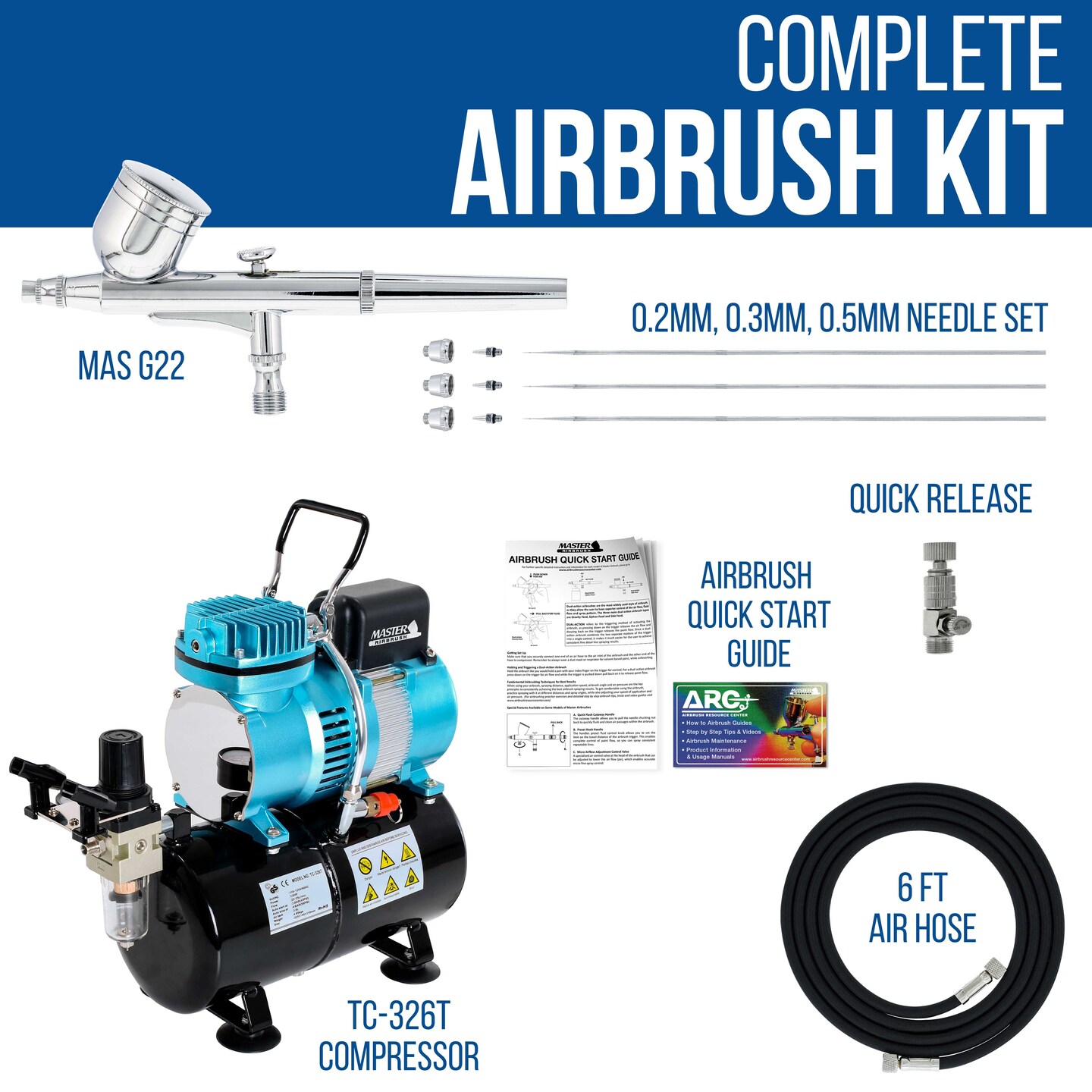 Cool Runner Ii Dual Fan Air Tank Compressor System Kit With Pro Set G222 Gravity Airbrush Kit 7606