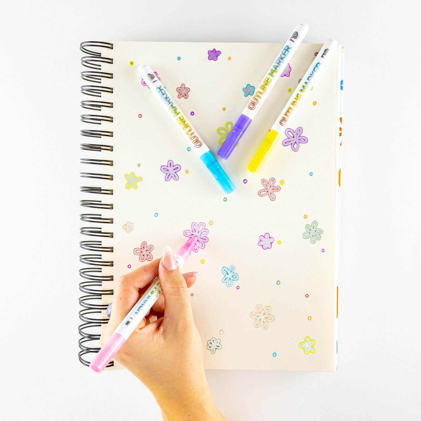 Incraftables Outline Glitter Markers (12 Colors). Shimmer Double Line Pens. Self Metallic Outline Markers Set for Kids & Adults