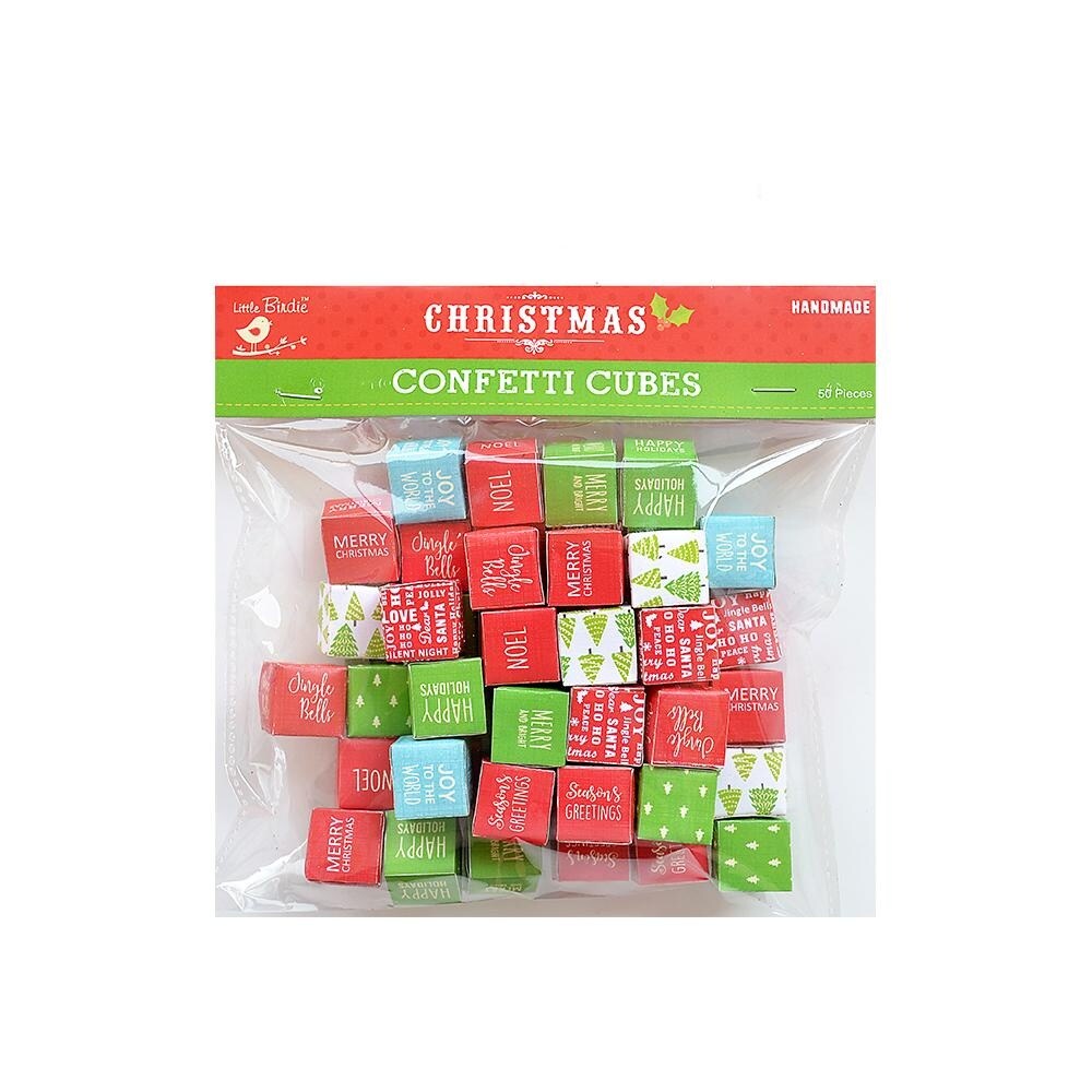 Little Birdie Christmas Confetti Cube 50/Pkg-15X15mm