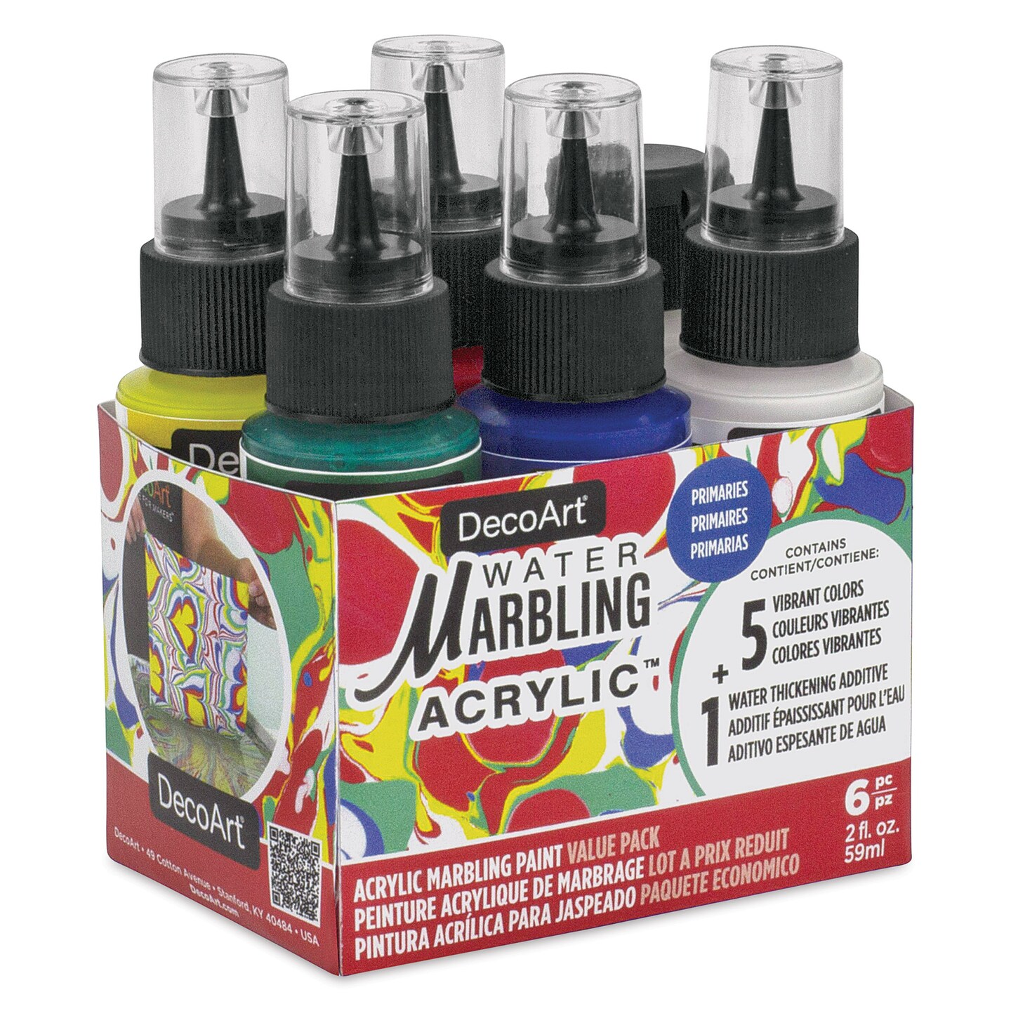 DecoArt Water Marbling Acrylic Paint - Primaries, Set of 6, 2 oz