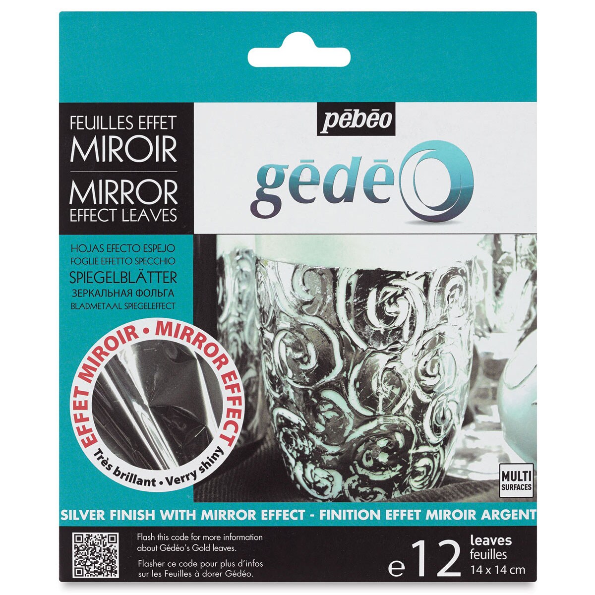 Pebeo Gedeo Mirror Effect - Silver Leaf, 12 Sheets