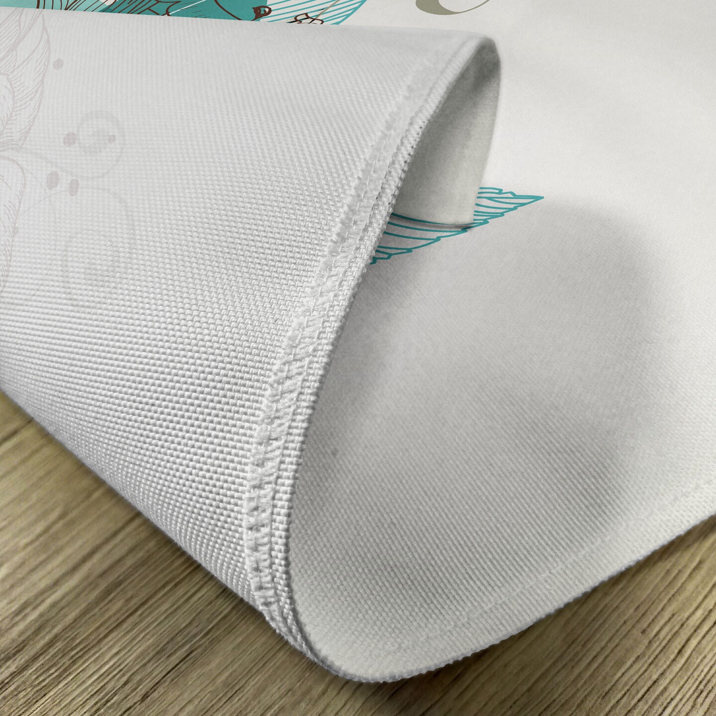 Ambesonne Turquoise Place Mats Set of 4, Flowers Buds Leaf at the top Left Corner Season Celebrating Theme, Washable Fabric Placemats for Dining Table, Standard Size, Teal Pale Green