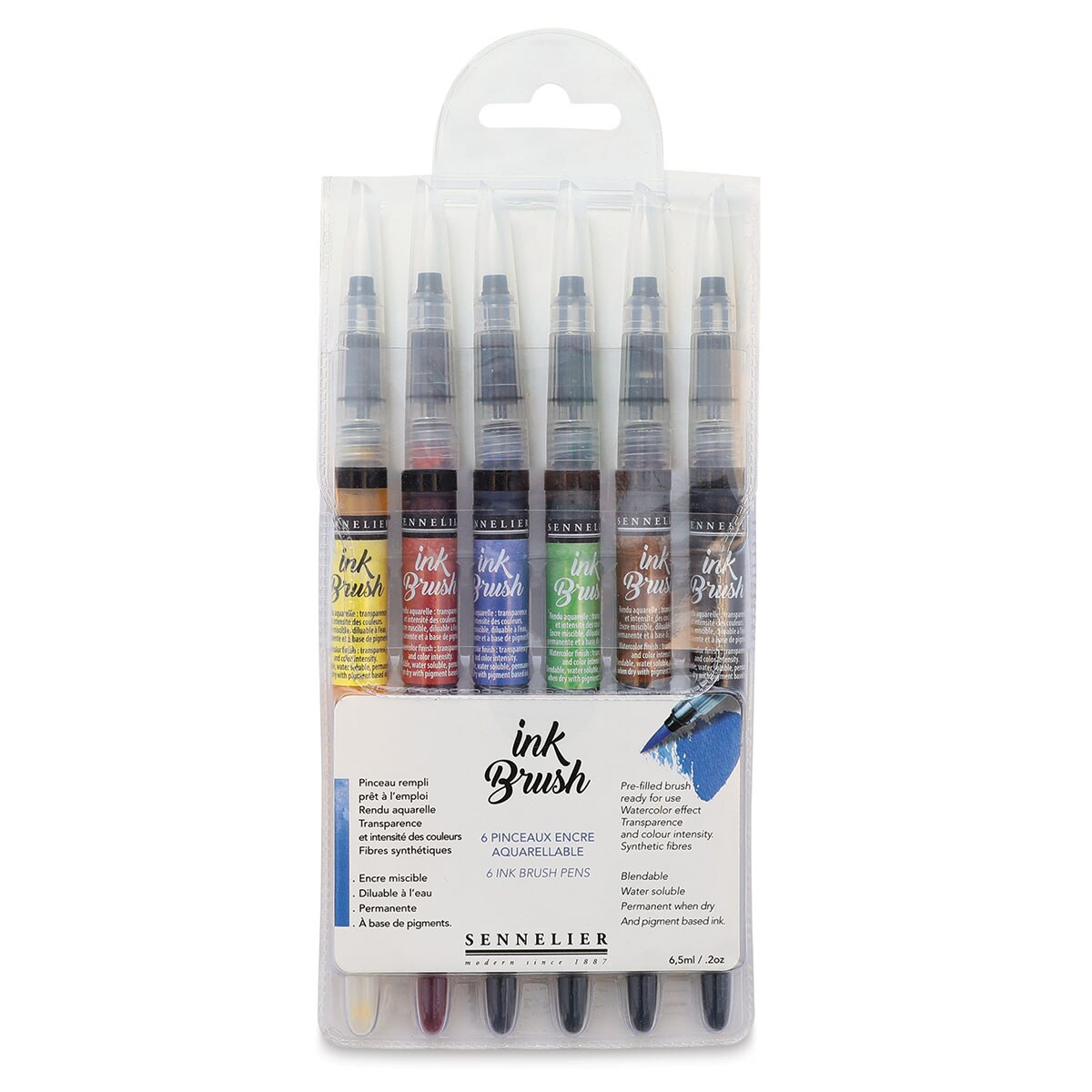 Sennelier Ink Brushes - Trendy Colors, Set of 6