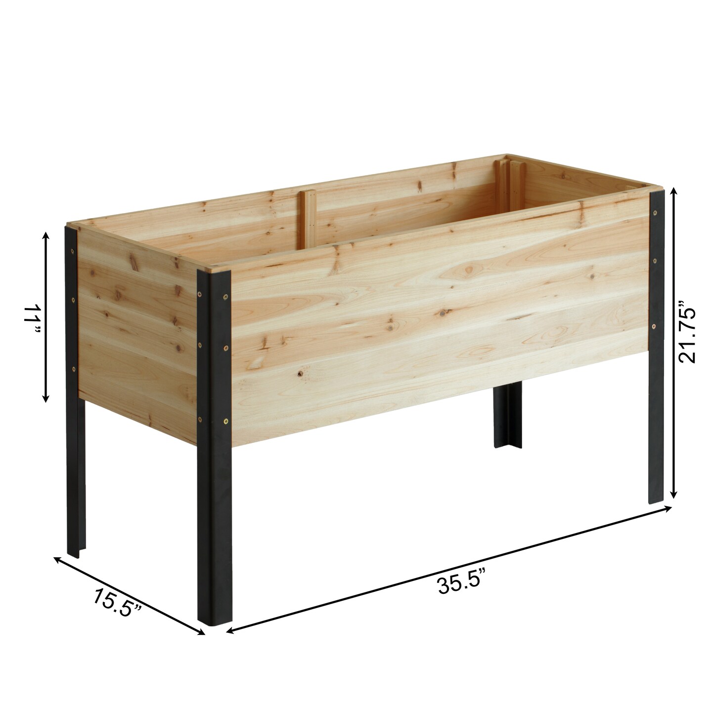 Elevated Outdoor Raised Rectangular Planter Bed Box Solid Wood with Steel Legs, Natural
