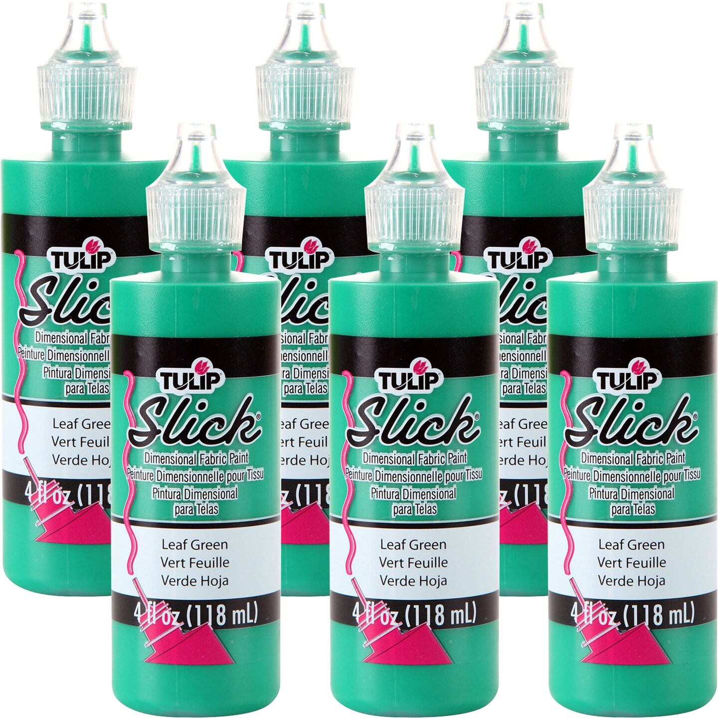 Multipack of 6 - Tulip Dimensional Fabric Paint 4oz-Slick - Leaf Green