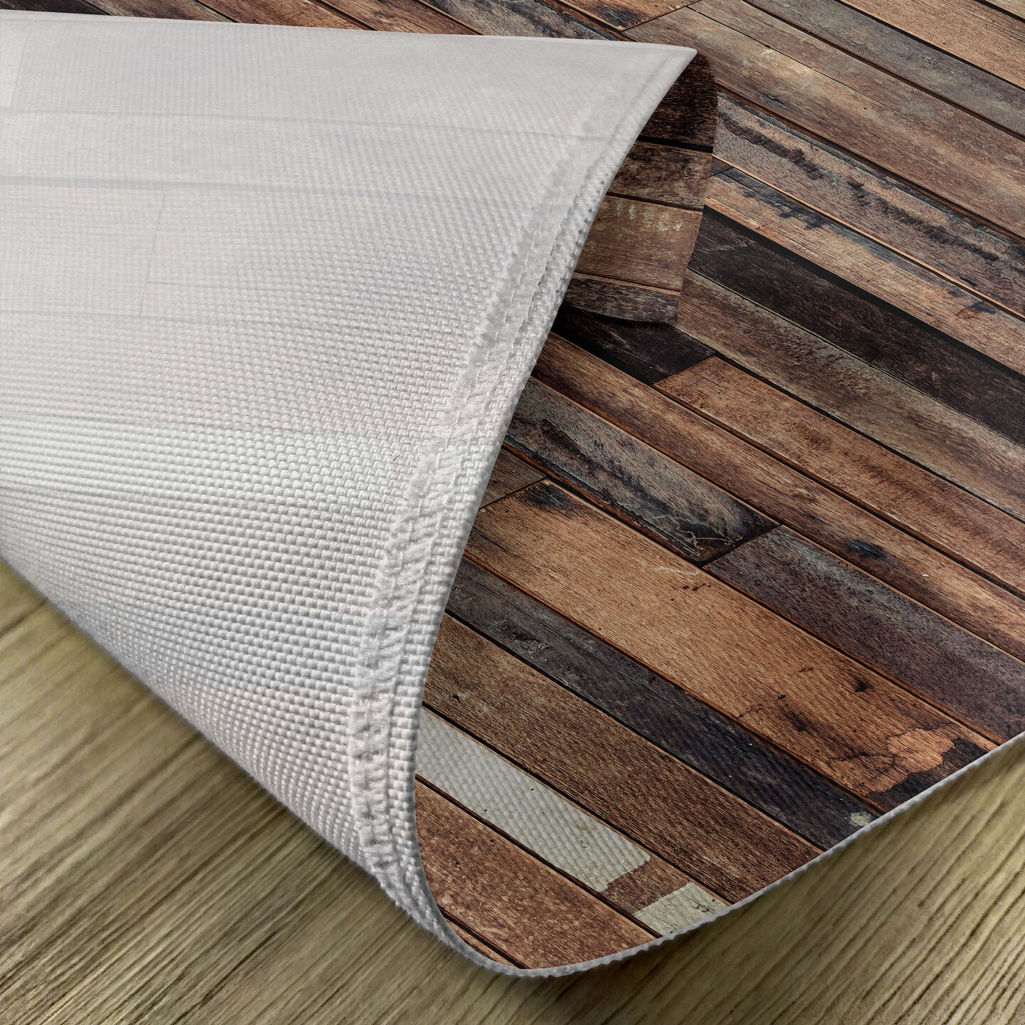 Ambesonne Wooden Print Place Mats Set of 4, Brown Old Hardwood Floor Plank Grunge Lodge Garage Loft Rural Natural Graphic, Washable Fabric Placemats for Dining Table, Standard Size, Brown