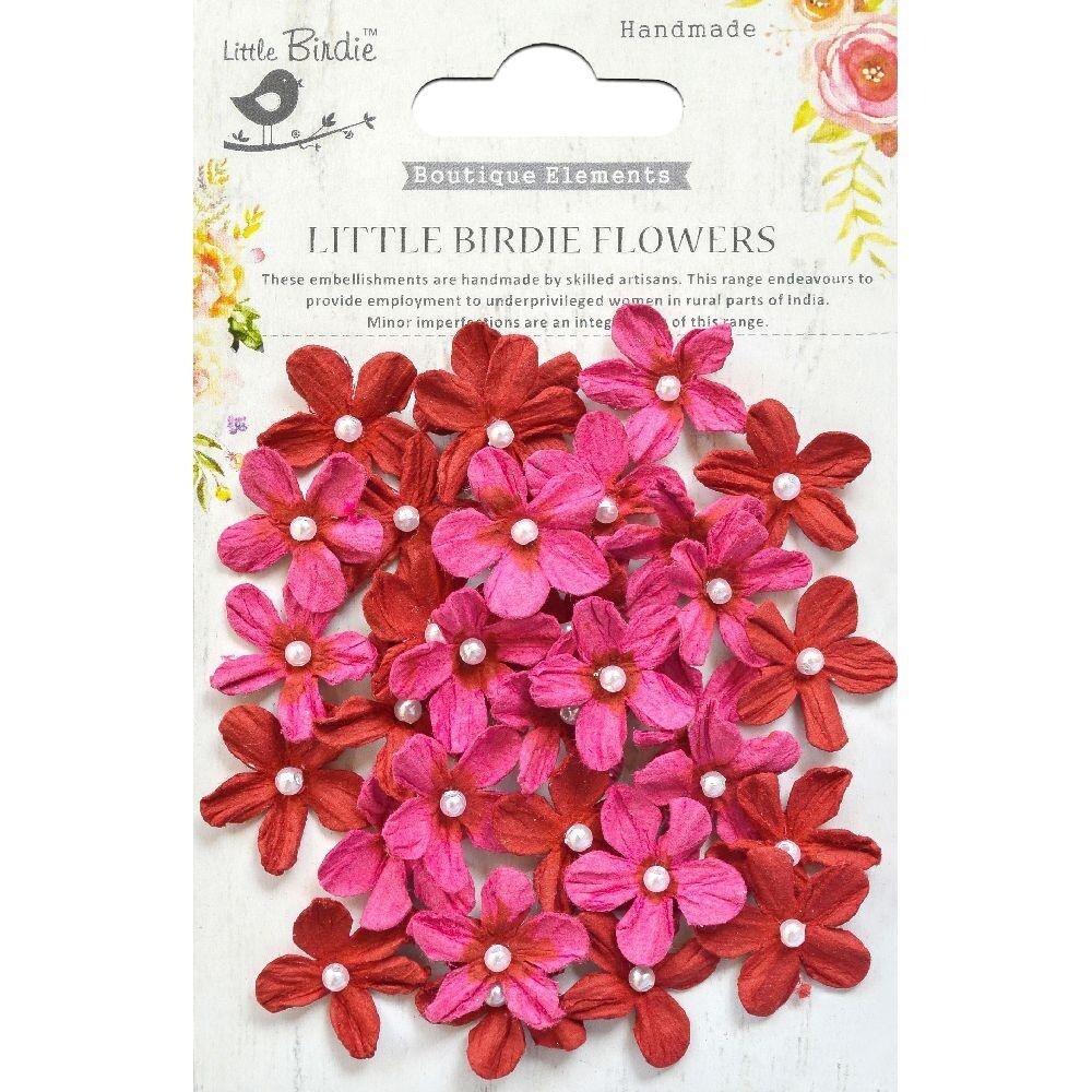 Little Birdie Pearl Petites Paper Flowers 32/Pkg-Candy Mix