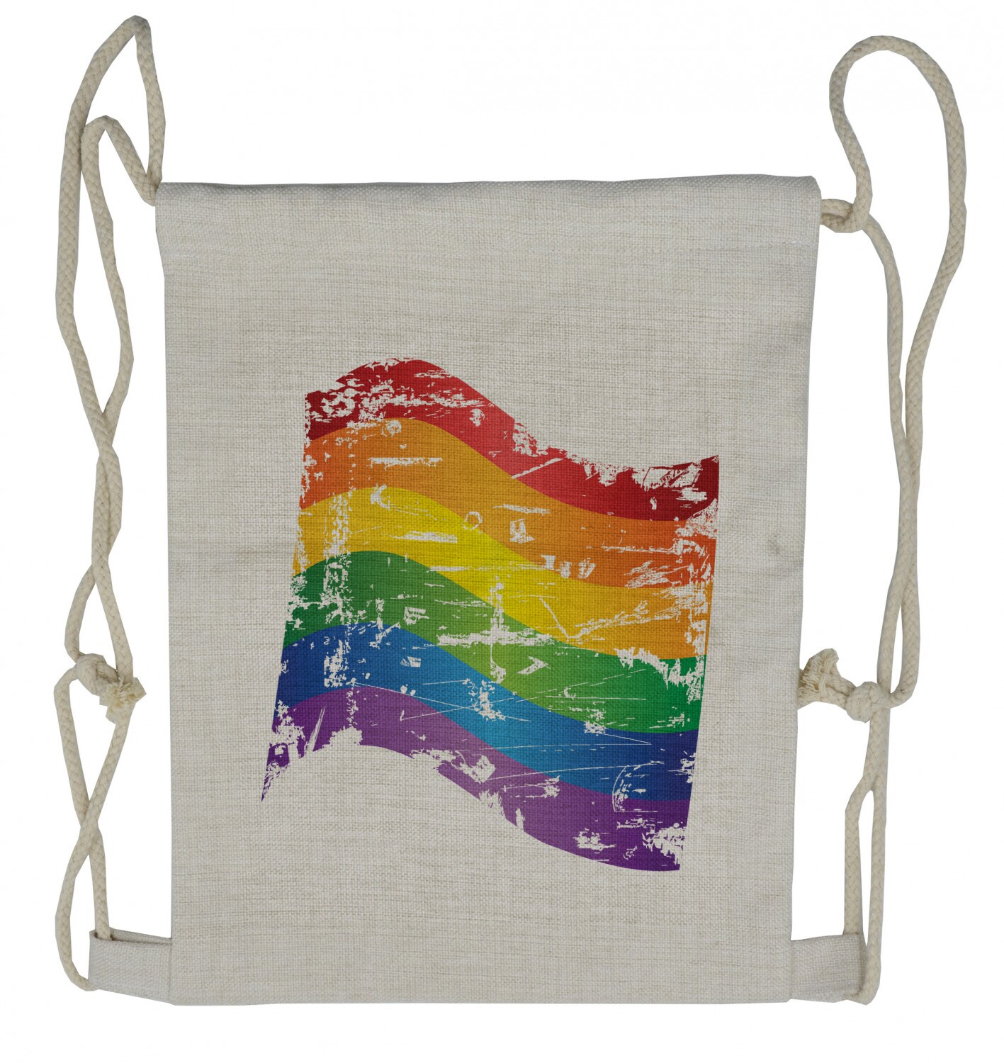 Ambesonne Vintage Rainbow Drawstring Backpack Gay Pride Flag Sackpack Bag