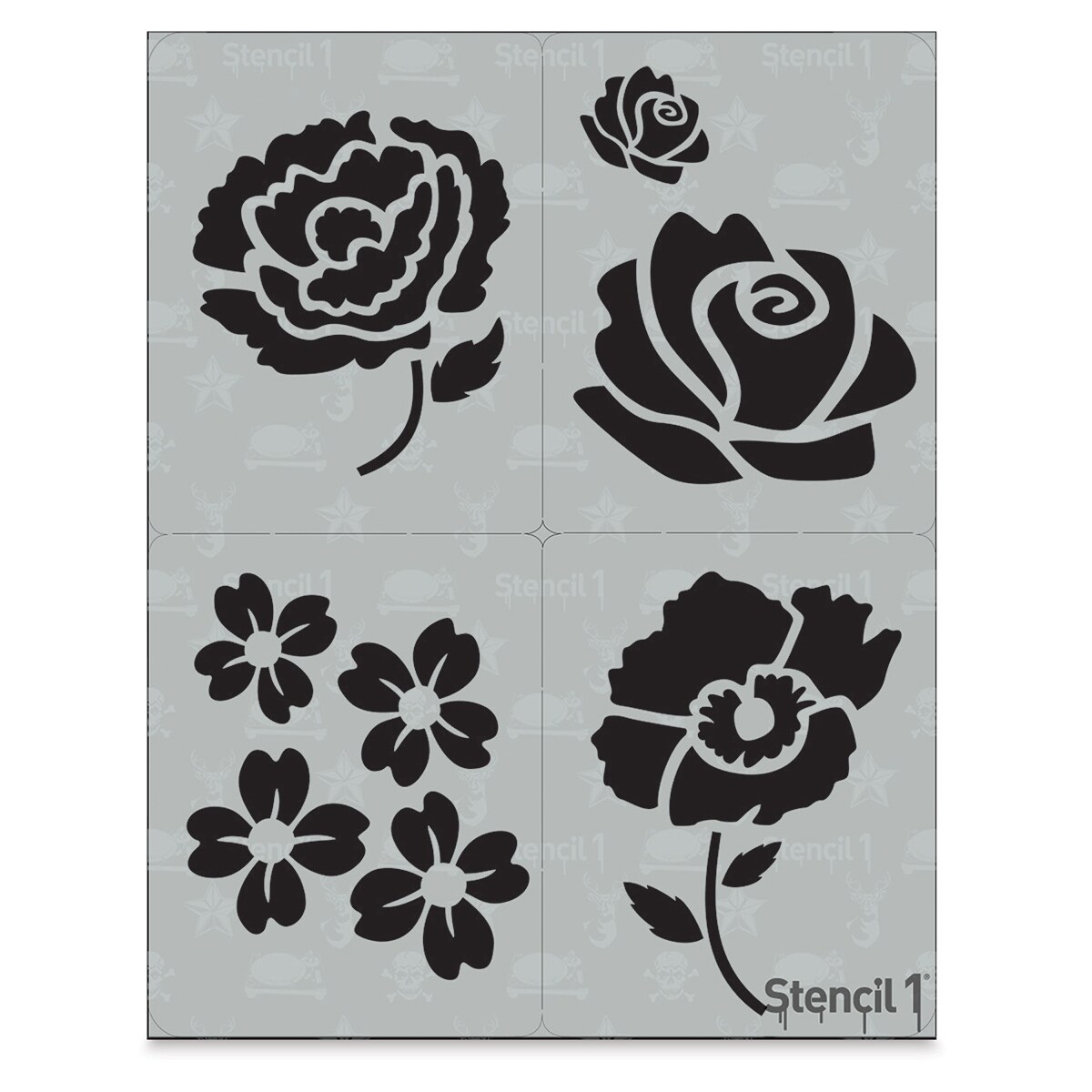 Stencil1 Multipack Stencil - Flowers, Set of 4, 8-1/2&#x22; W x 11&#x22; L