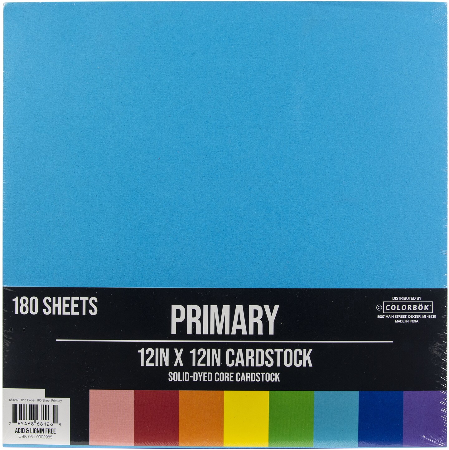 Cardstock Assortment 12&#x22;X12&#x22; 180/Pkg-Primary