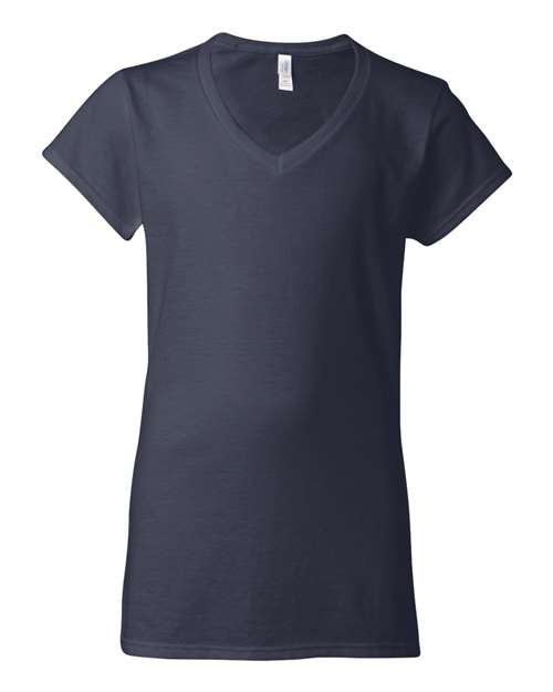 Gildan Softstyle Cotton Semi Fitted V Neck Short Sleeve Casual Fashion T Shirt For Women