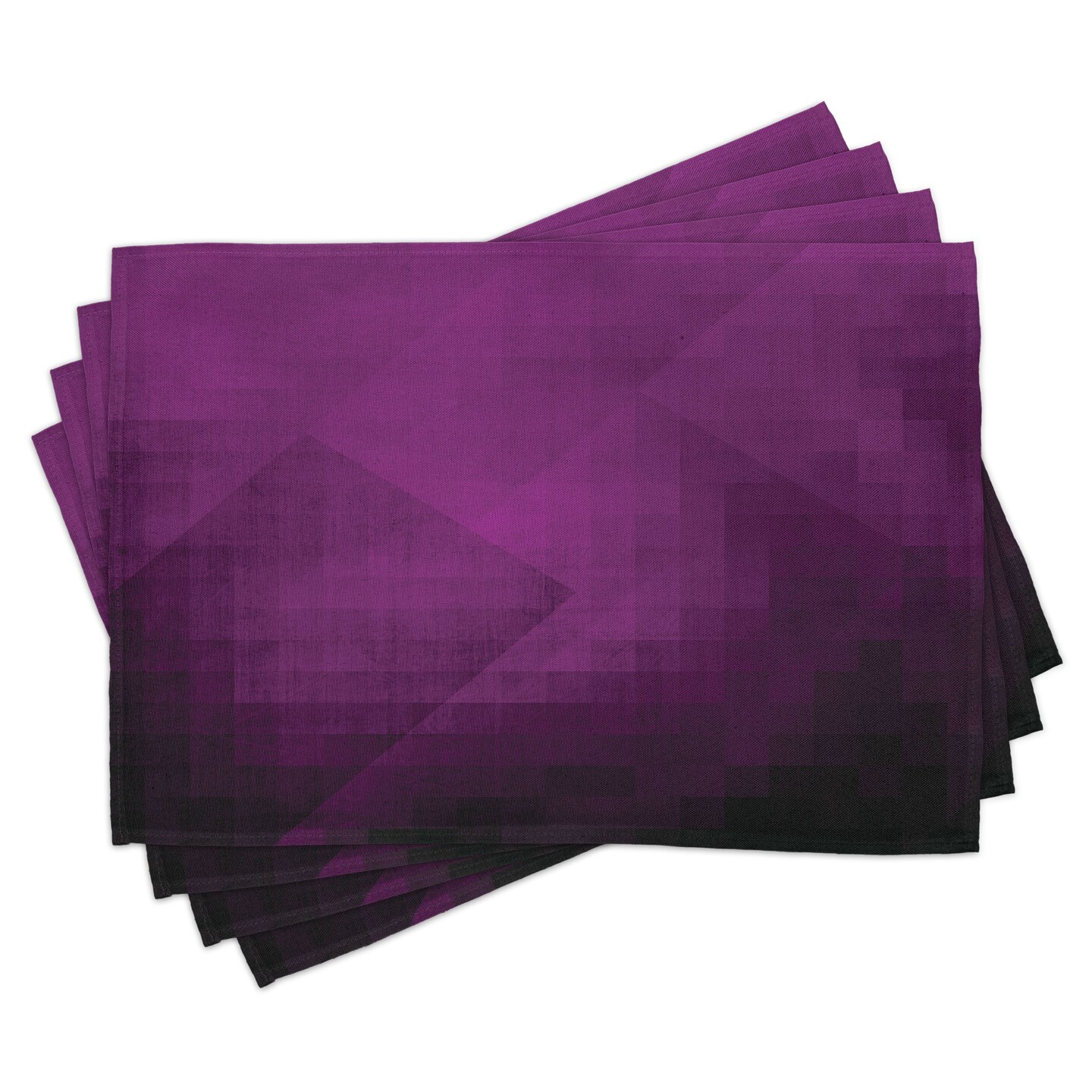 Ambesonne Eggplant Place Mats Set of 4, Abstract Colored Squares in Faded Color Scheme Modern Art Inspired Style Pixelart, Washable Fabric Placemats for Dining Table, Standard Size, Purple