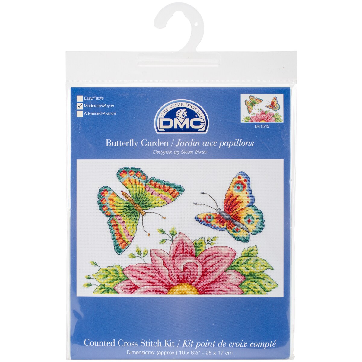 DMC Counted Cross Stitch Kit 10&#x22;X6.5&#x22;-Butterfly Garden