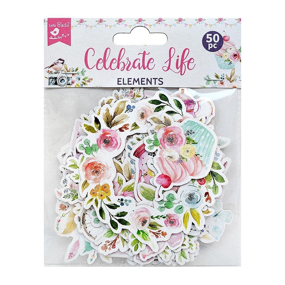 Little Birdie Ephemera Embellishment 50/Pkg-Celebrate Life