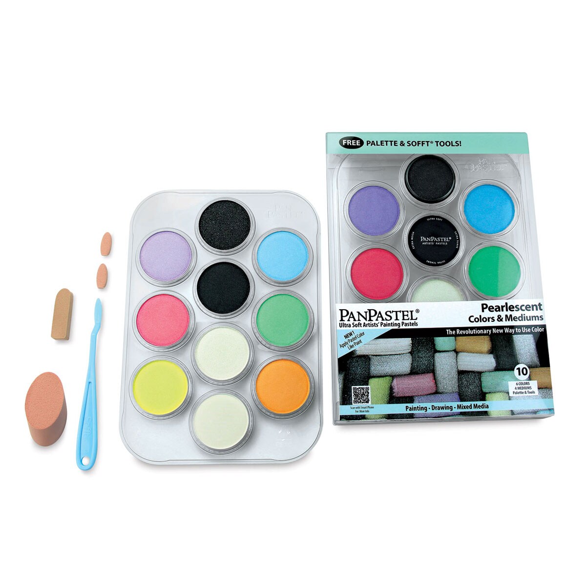 PanPastel Artists’ Painting Pastels Set - Pearlescent Colors and Mediums,  Set of 10