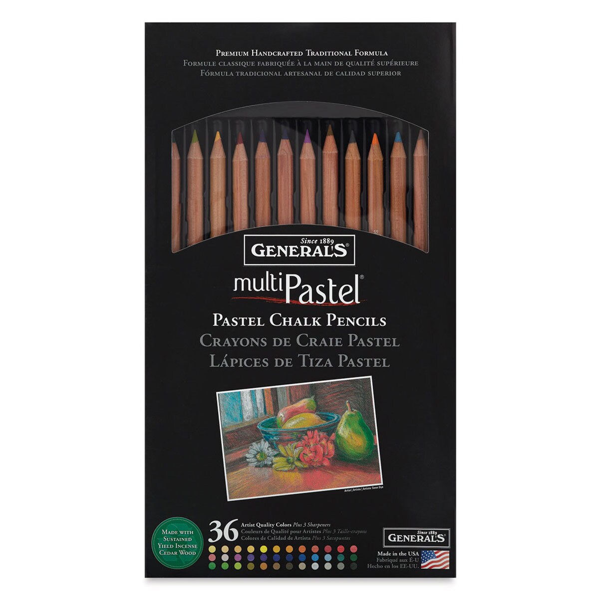 General's Pastel Chalk Pencil Set - Set of 36, Assorted Colors