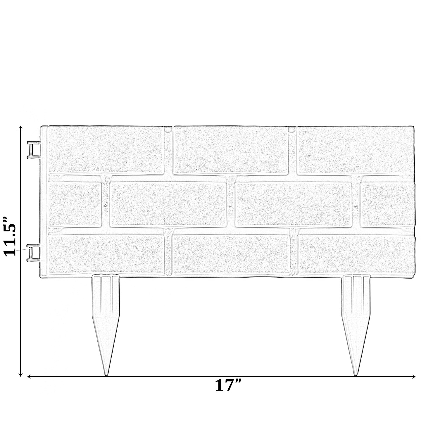 Imitation Stone Brick Designed Garden Border Edging Picket Fence, High Quality Fencing for Gardens, Landscape Edging, Pathways, Flower Beds, to Provide Protection from Animals, 4 Piece Set Grey