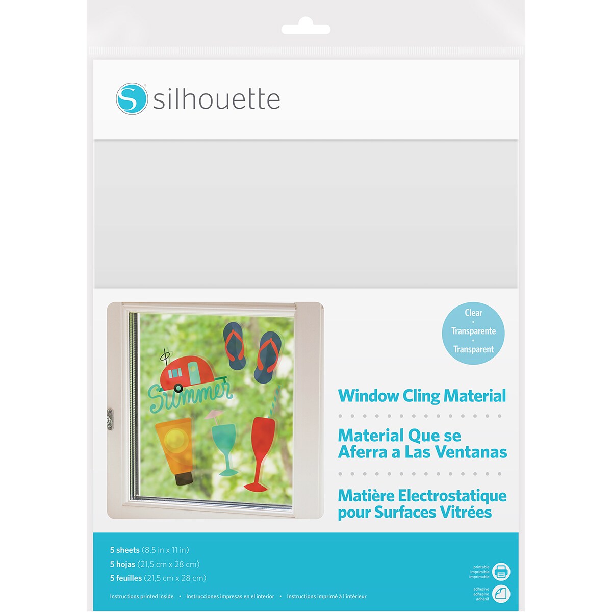 Silhouette Printable Window Cling 8.5"X11" 5/Pkg-Clear