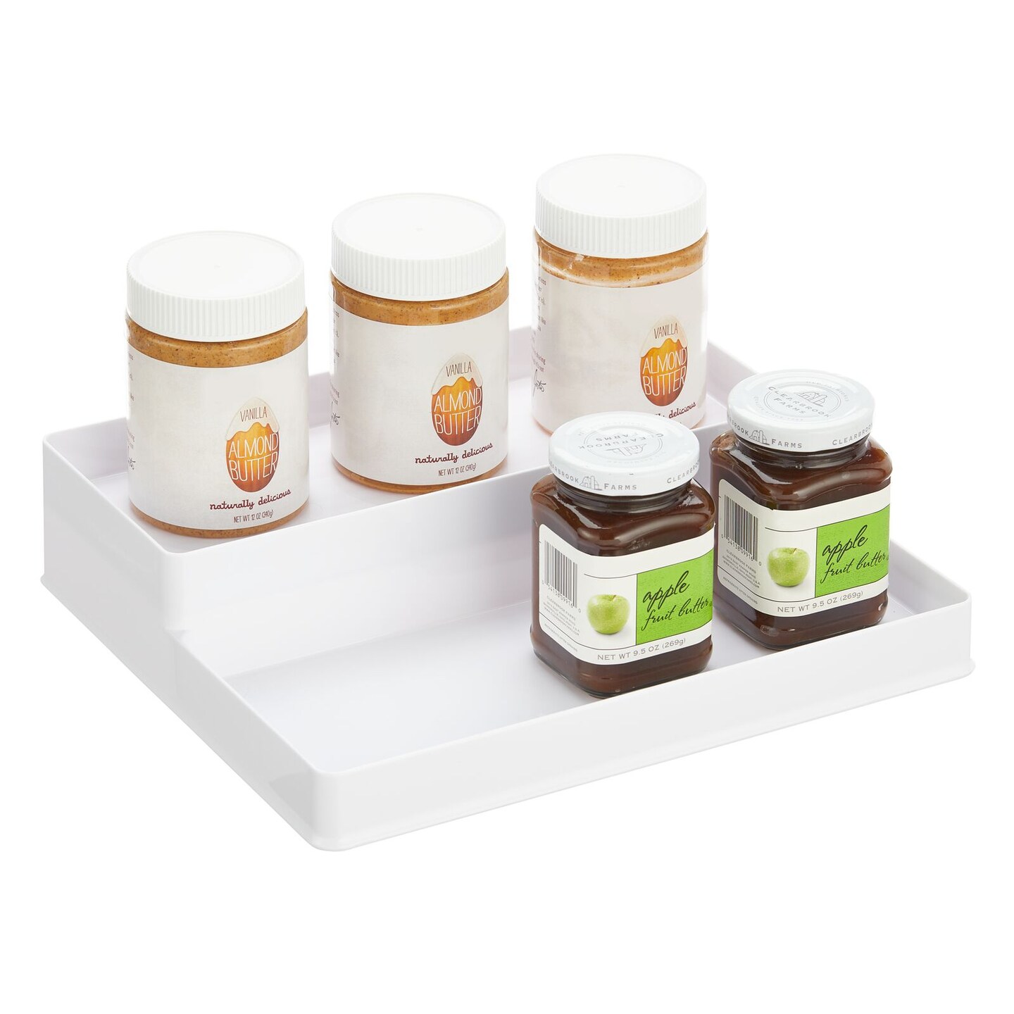 mDesign Plastic Kitchen Tiered Food Storage Shelves, 2 Levels, 2 Pack