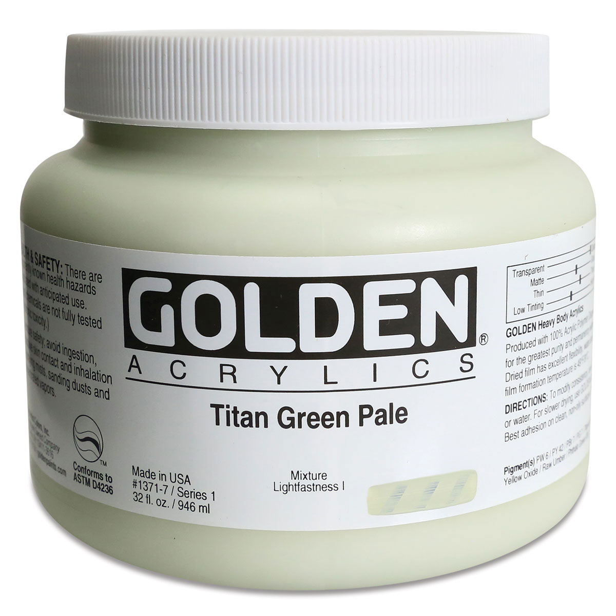 Golden Heavy Body Artist Acrylics - Titan Green Pale, 32 oz