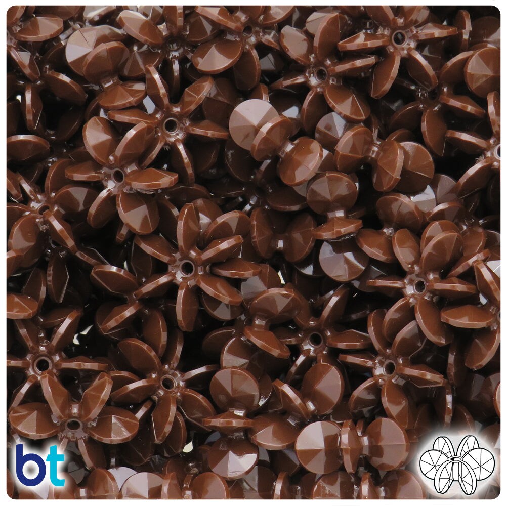 BeadTin Chocolate Opaque 18mm SunBurst Plastic Craft Beads (135pcs)