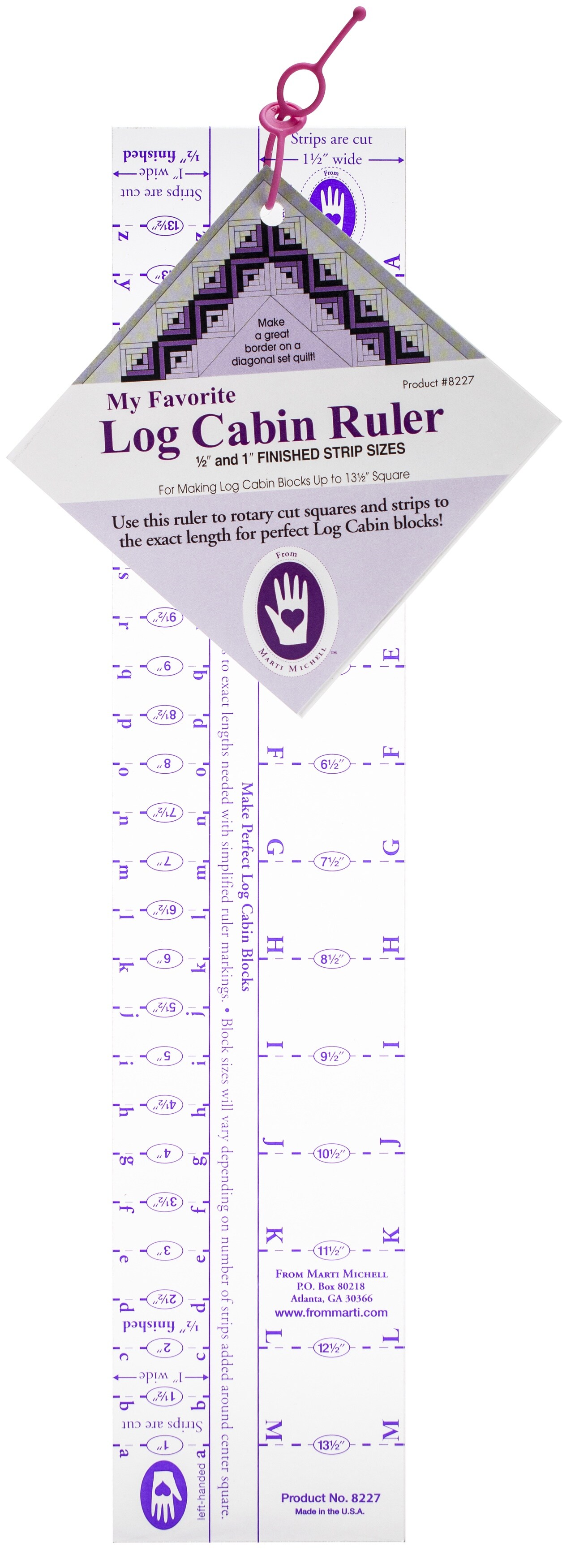 Marti Michell Log Cabin Ruler-1/2&#x22; To 1&#x22; Strips