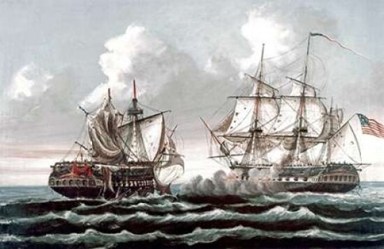 U.S.S. Constitution Defeating The British ShipGuerriere - War of 1812 Poster Print by  Thomas Birch - Item # VARPDX276748